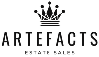 The logo for artefacts estate sales has a crown on it.