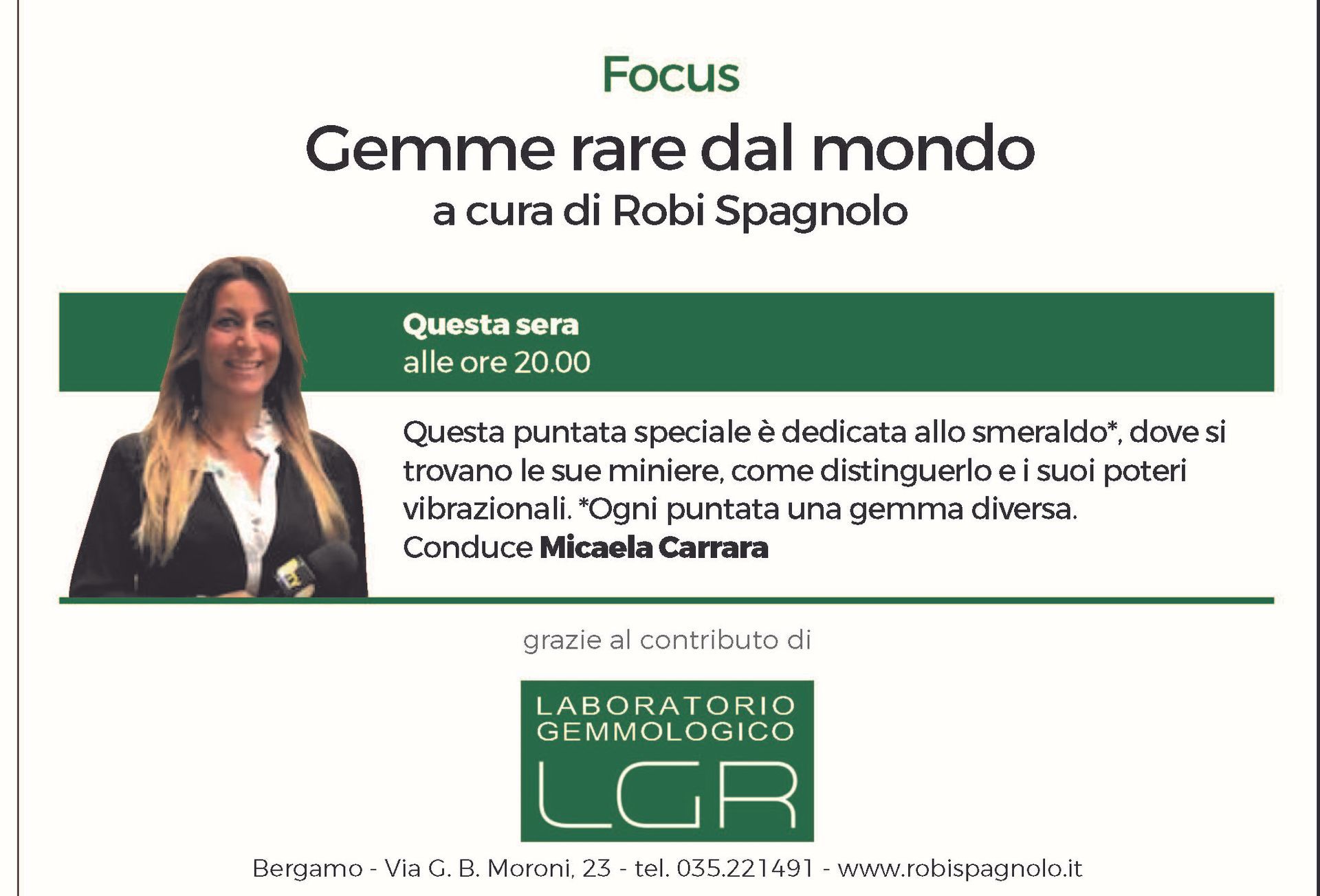 Rubrica gemmologica su TV Bergamo