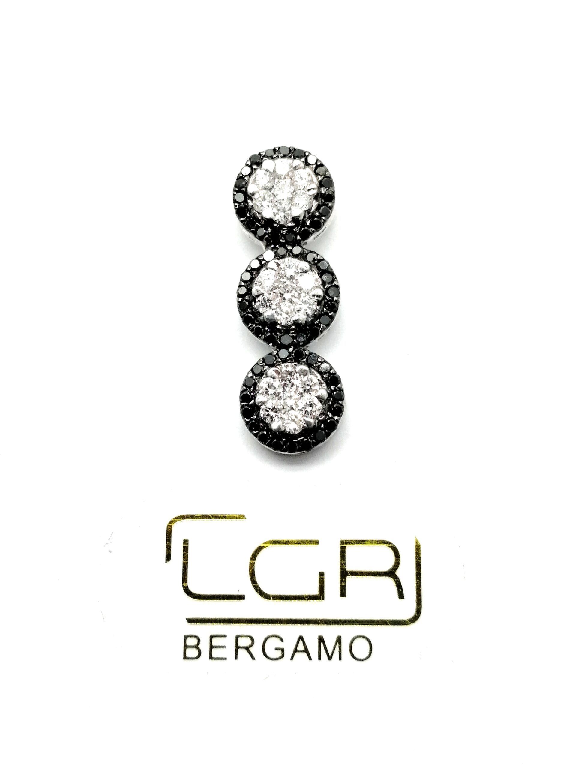 ciondolo oro bianco con diamanti bianchi e neri