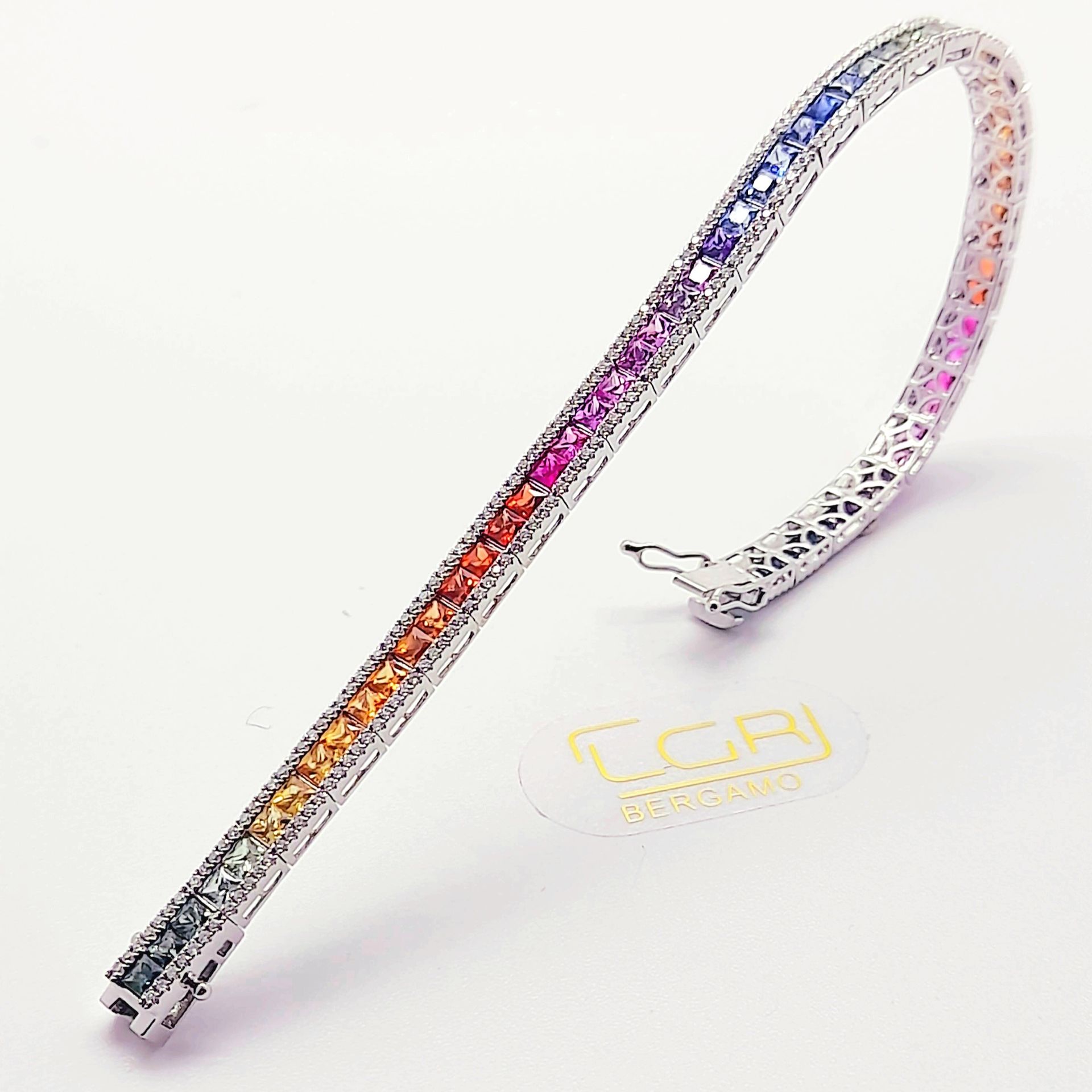 tennis con zaffiri rainbow e brillanti