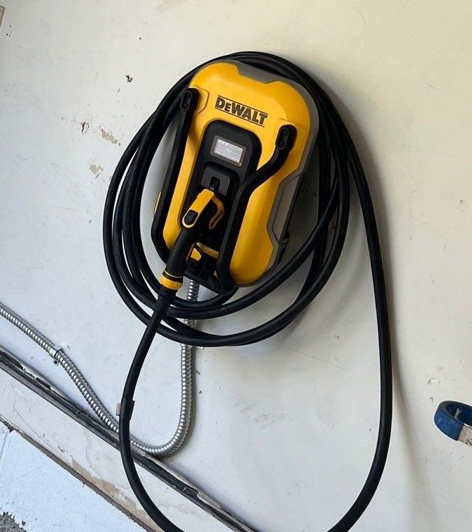 DeWalt EV charger installation in garage – JDP Electric, Bridgewater, NJ