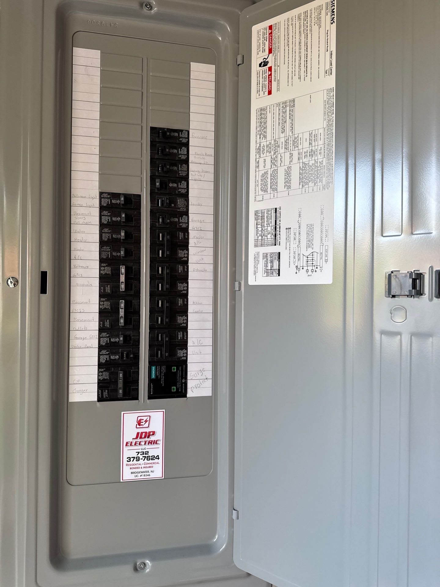 200-amp electrical panel upgrade completed by JDP Electric in Bound Brook, NJ