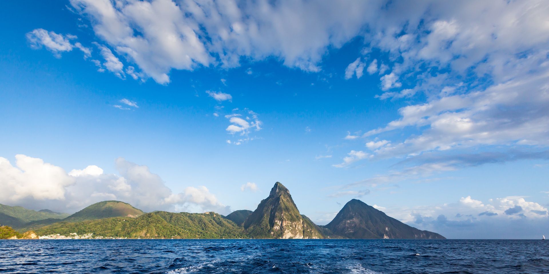 There are two mountains in the middle of the ocean.