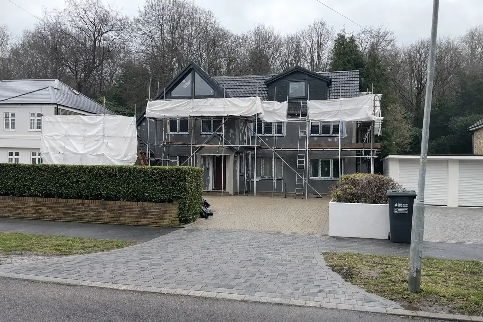 Work in progress Freshly Isulated and about to be rendered house exterior in Benfleet 