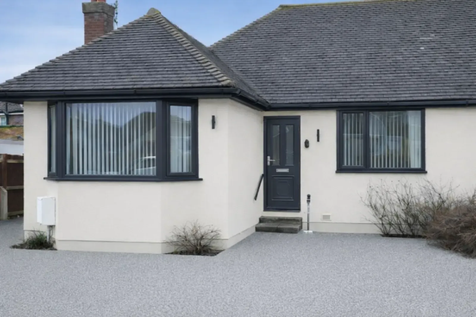 Freshly rendered house exterior in Frinton-on-Sea , Essex