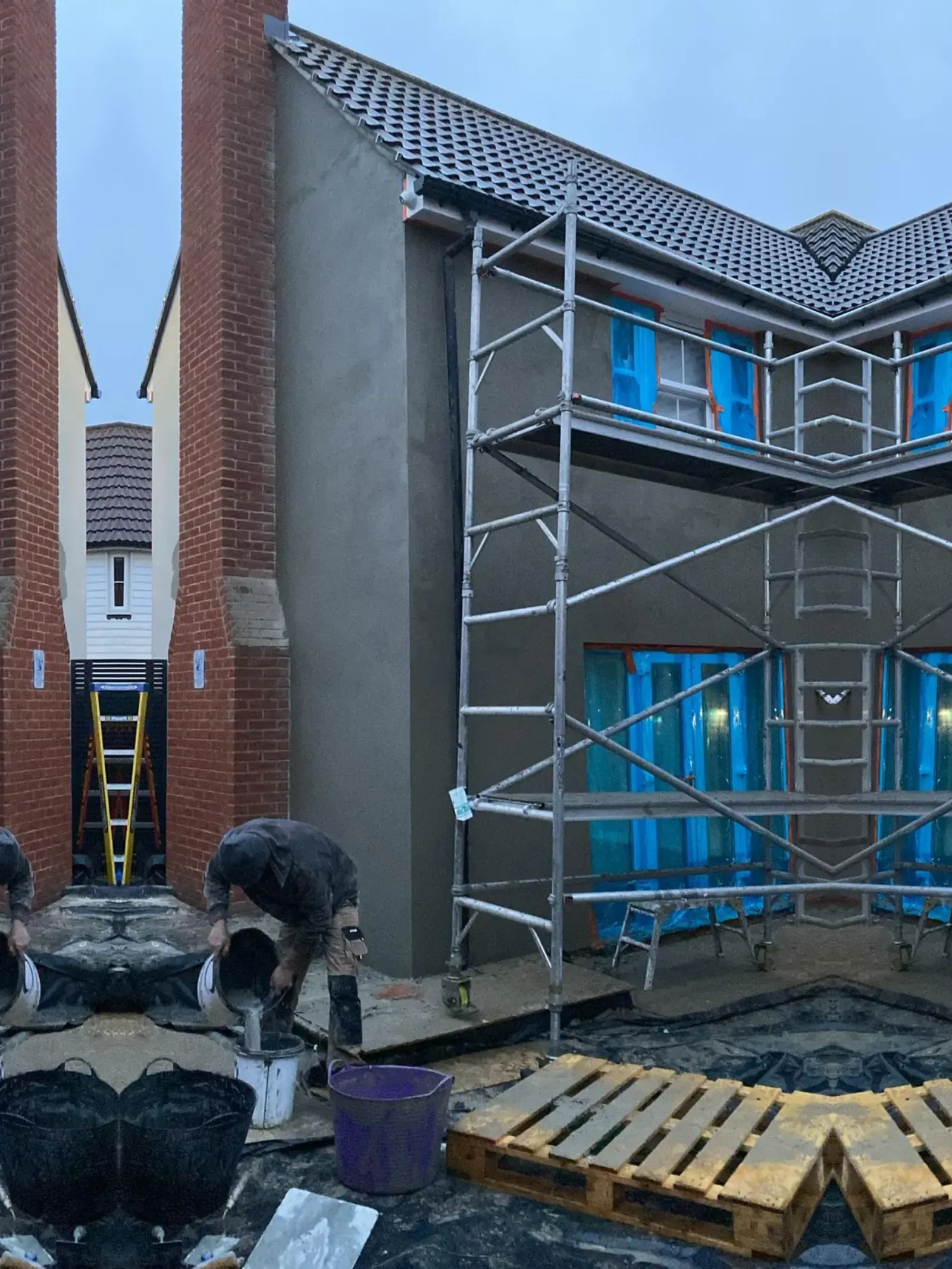 Base coat preparation before silicone rendering in Great Dunmow, Essex