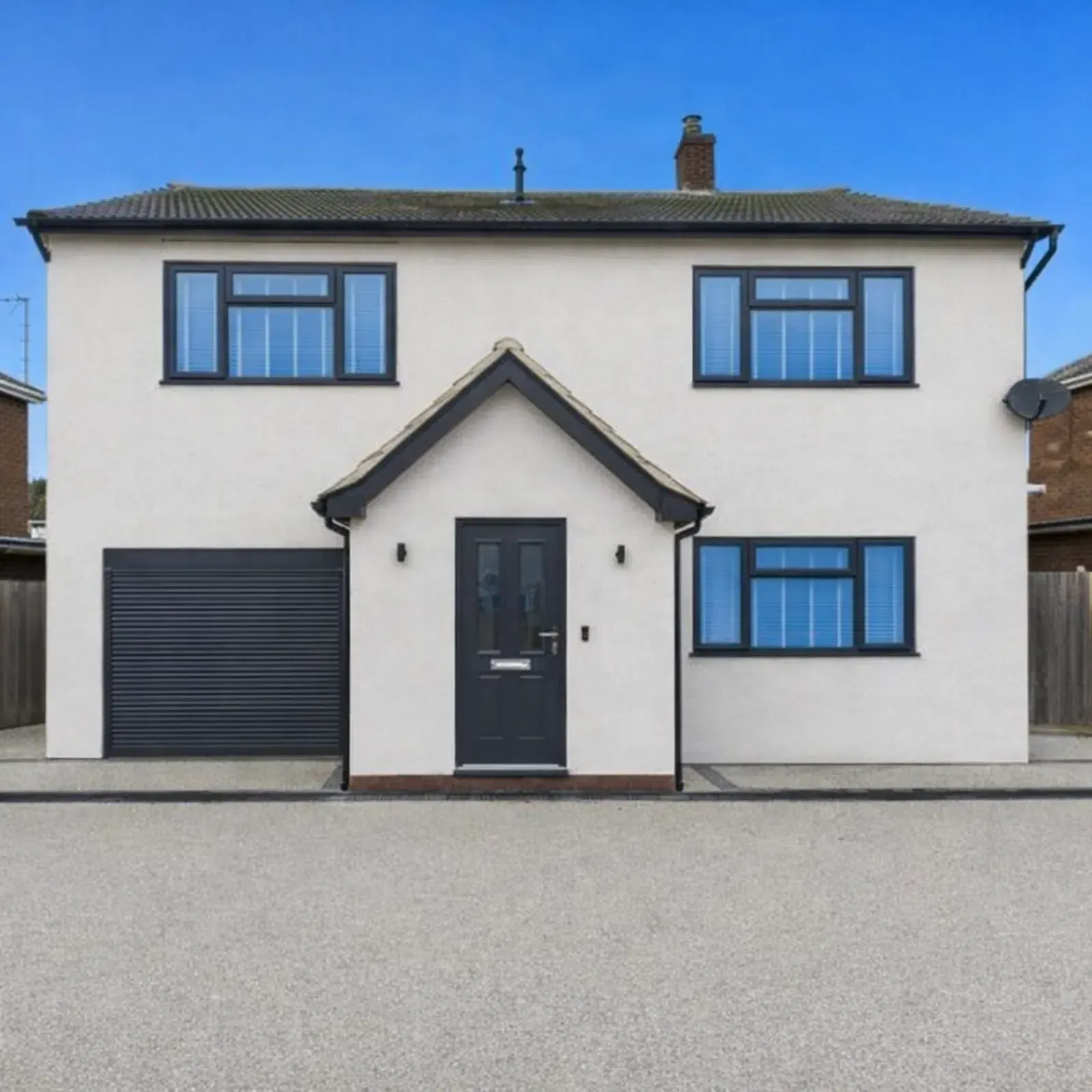 Freshly rendered house exterior in Harwich, Essex