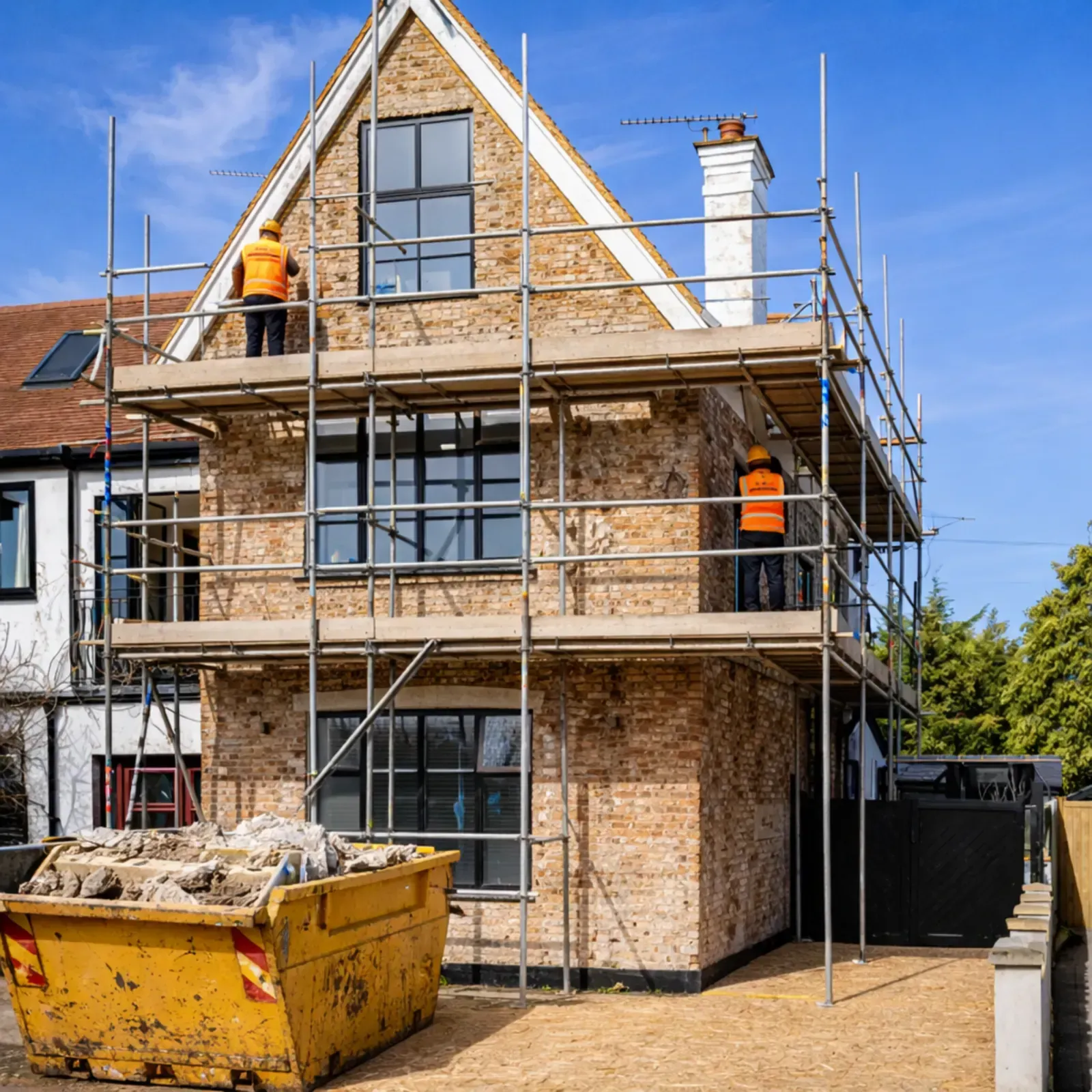 Freshly removed render on house exterior in Leigh-on-Sea, Essex