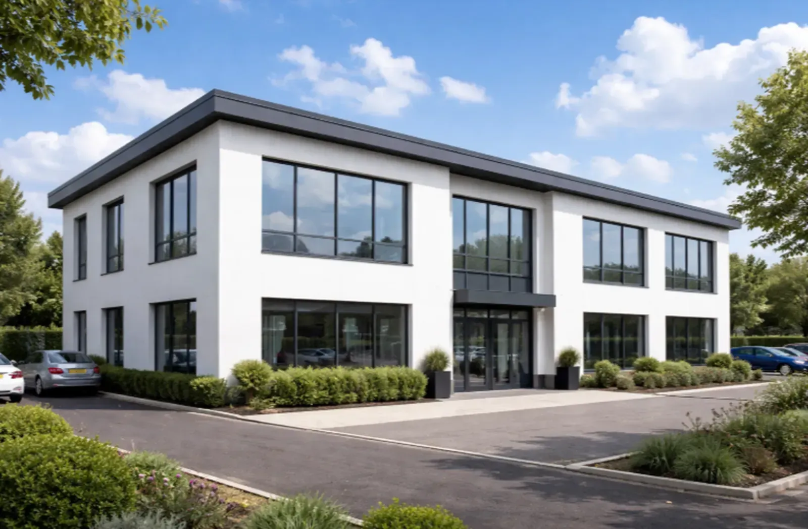 Freshly rendered modern commercial building in Essex
