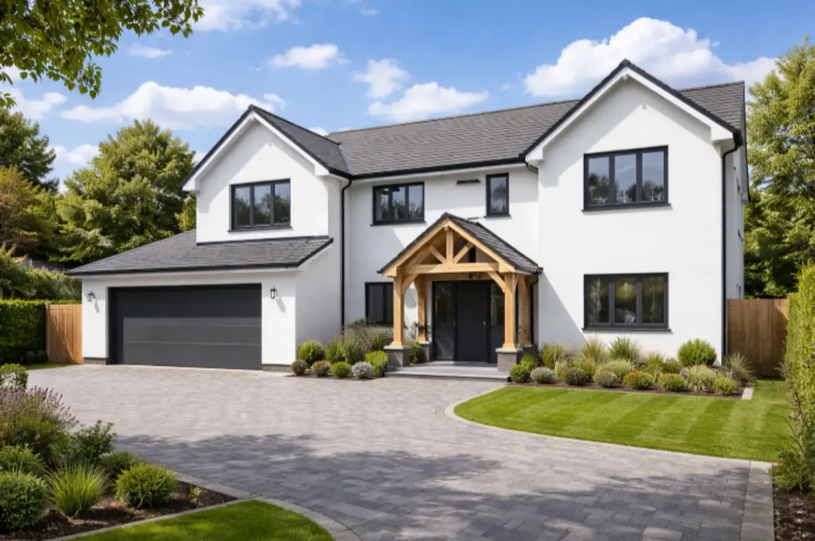 Freshly rendered house exterior in Essex with a smooth, modern finish