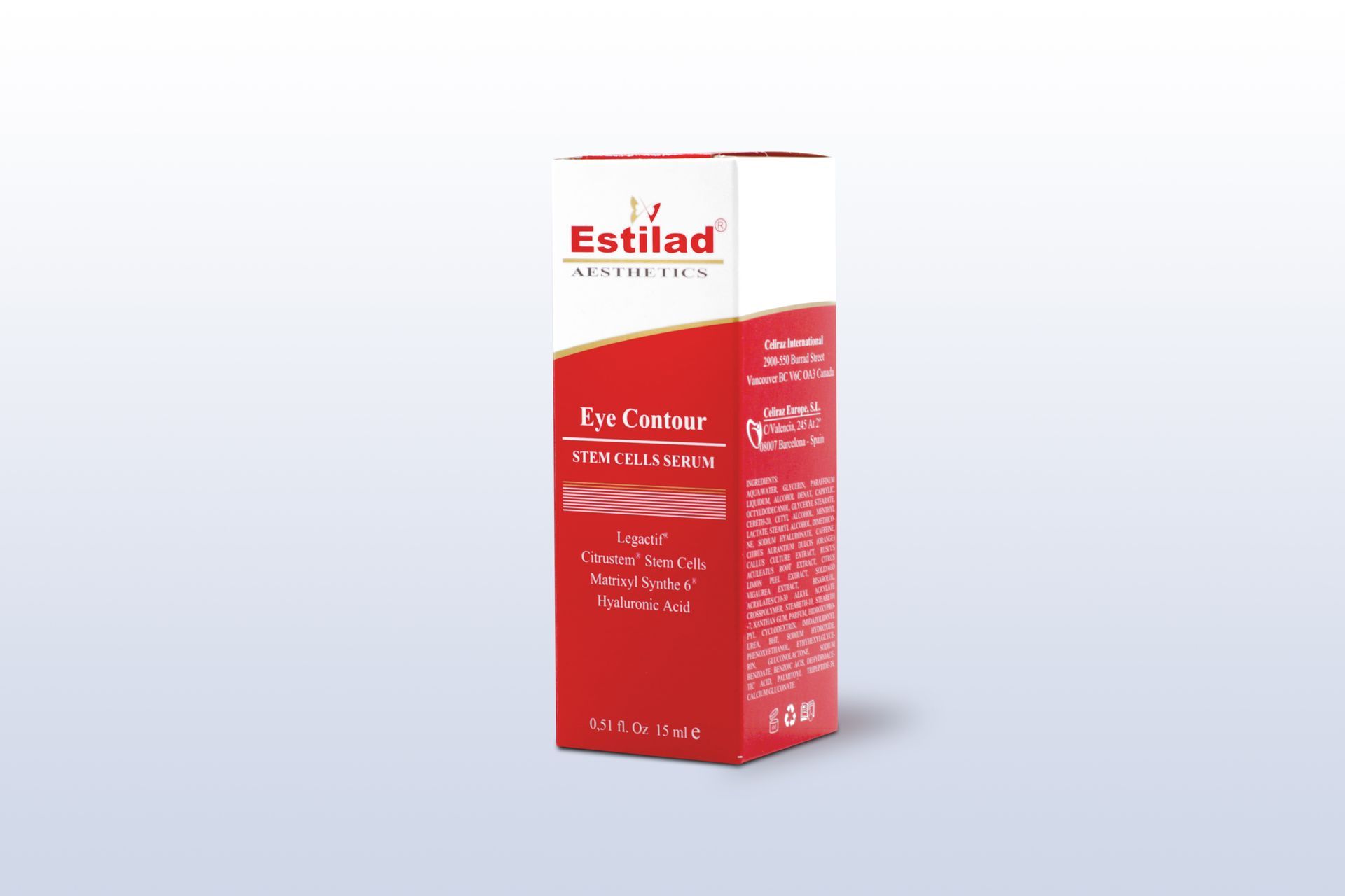 Red and white Estilad product box.