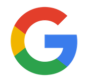 The google logo is a rainbow colored circle with the letter g in the middle.