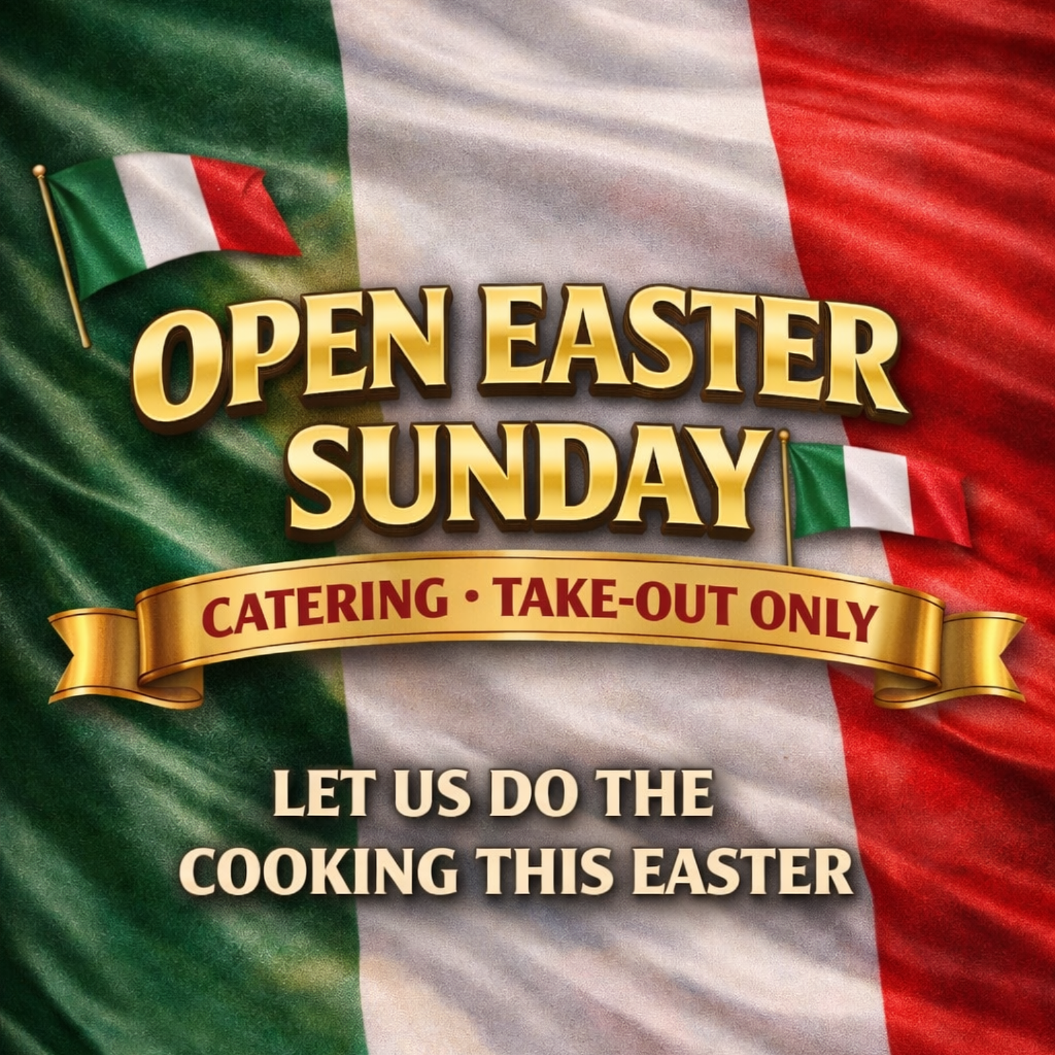 A graphic against an Italian flag background says