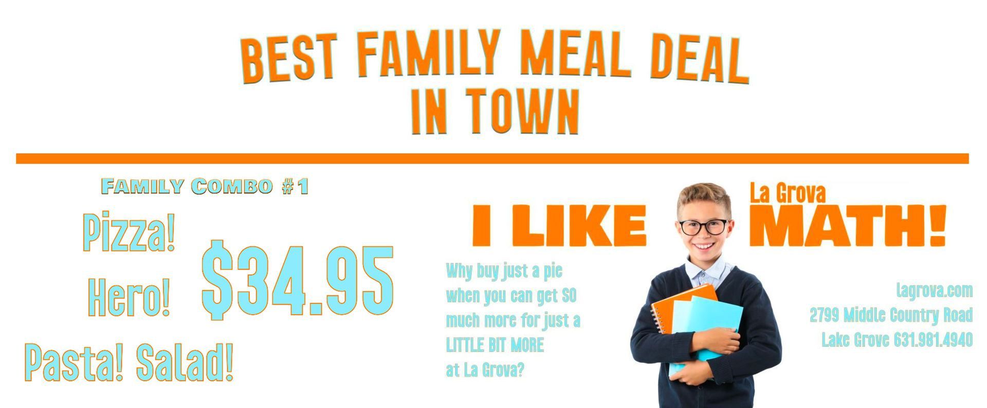 A poster that says best family meal deal in town