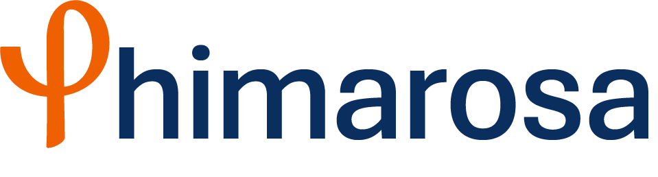 Das Himarosa-Logo: ein orangefarbener griechischer Buchstabe Phi, gefolgt vom Wort &bdquo;Himarosa&ldquo; in dunkelblauen Kleinbuchstaben.