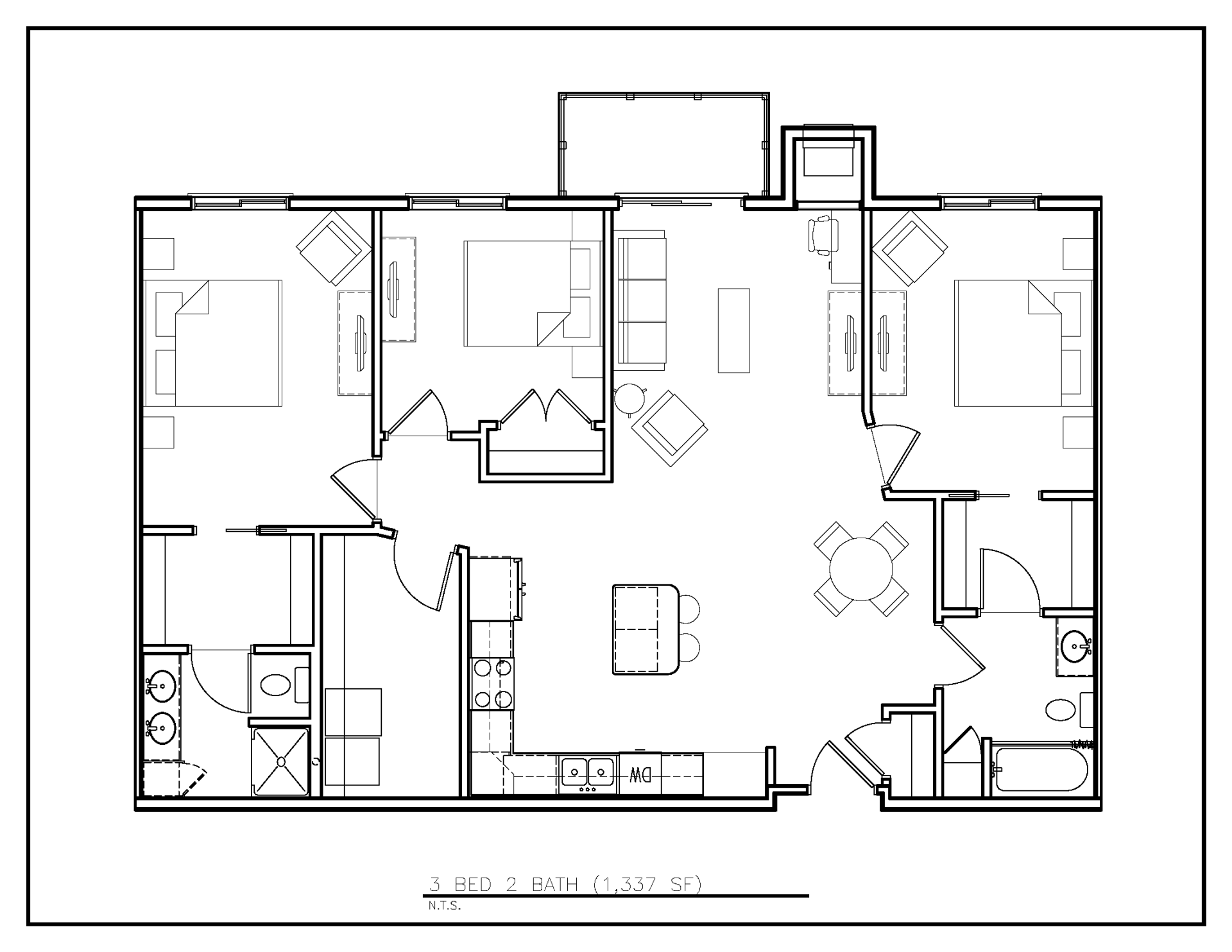 Floor Plan: 3 Bed · 2 Bath