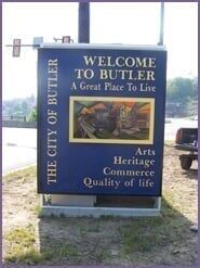 The city of butler sign