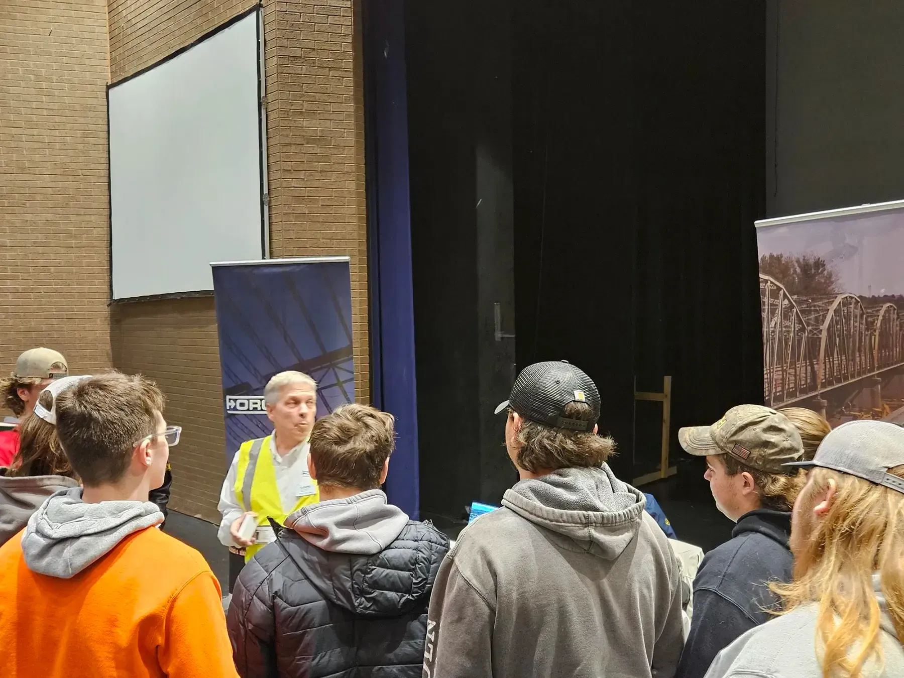 Dale Wernke with Force Construction speaks with students