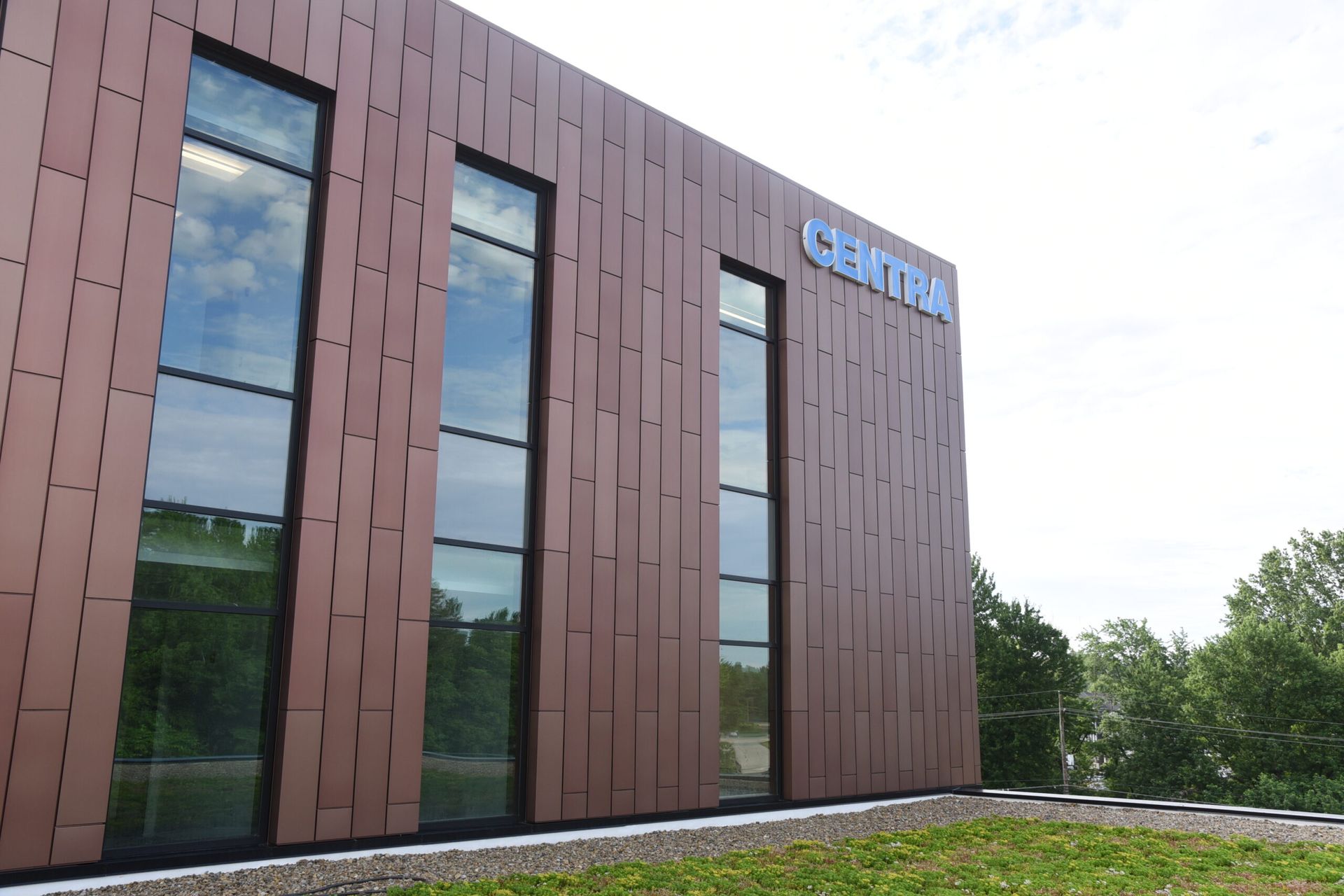 Exterior view of the Centra Credit Union Headquarters in Columbus, Indiana.