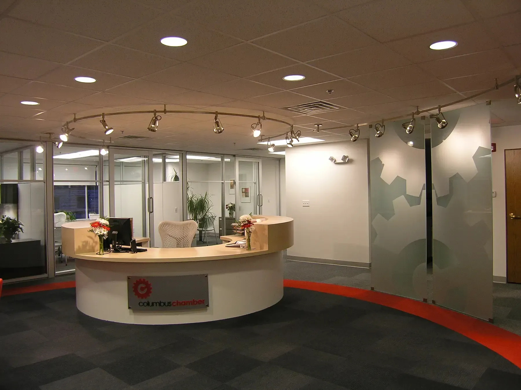 An inside photo of the Columbus Area Chamber of Commerce in Columbus, IN