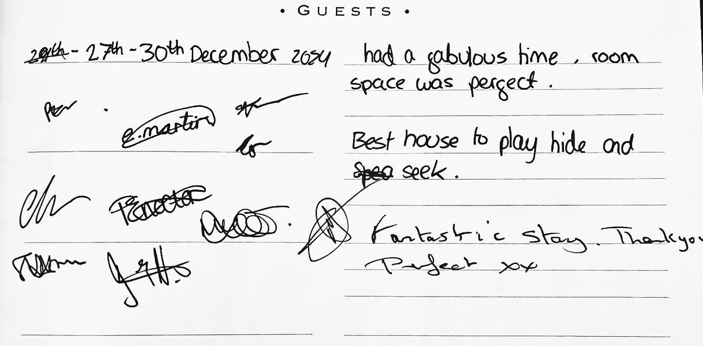 Guestbook entry from Osmund House