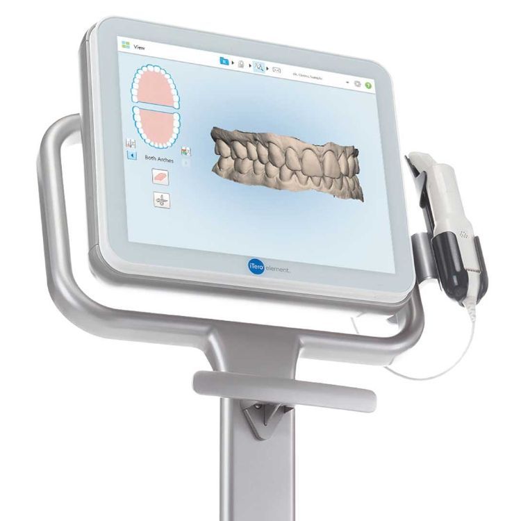 A computer monitor with a picture of teeth on it