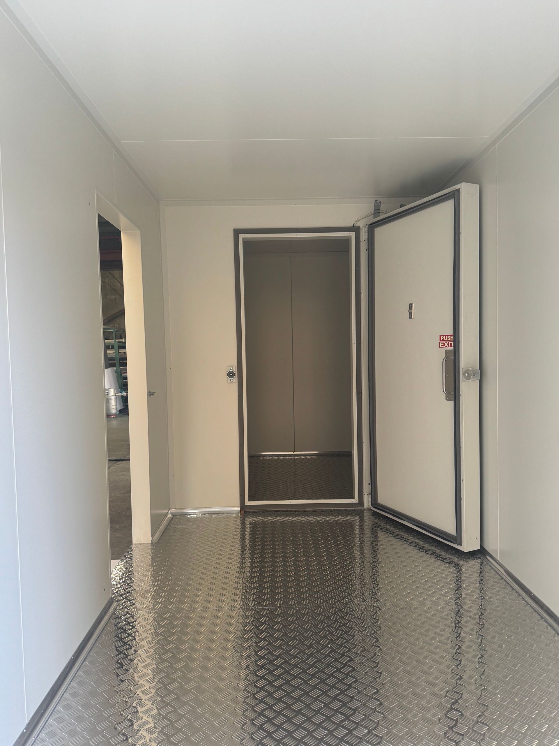 Cold storage room maintaining a controlled low temperature environment. Cold storage room maintaining a controlled low temperature environment.