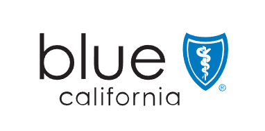 The blue california logo is a blue shield with a medical symbol on it.