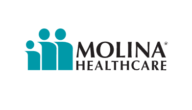 The logo for molina healthcare shows two people standing next to each other.