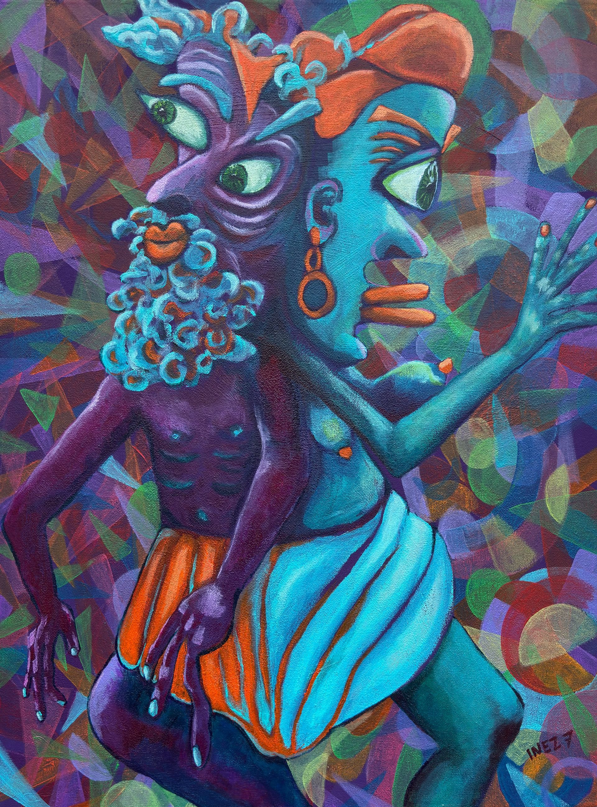 January, Janus, acrylic painting, inez sieben, fine art, abstract art