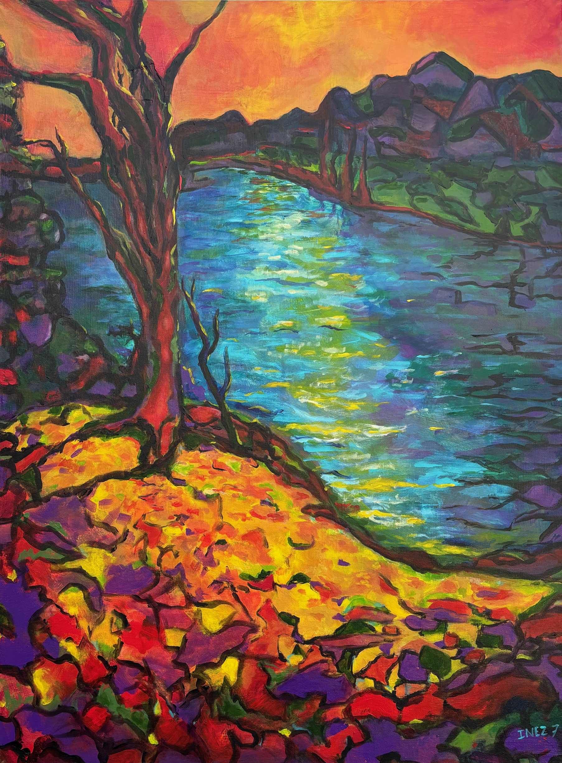 landscape abstract acrylic Inez Sieben Still Here