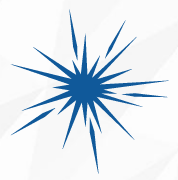 A blue star with a lot of rays on a white background.