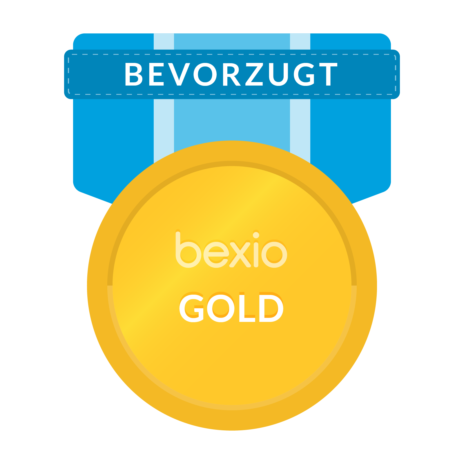 Eine Medaille mit der Aufschrift „Bexio Gold Partner“