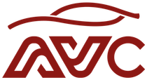 A red and white logo for a company called avc | Advanced Vehicle Contracts