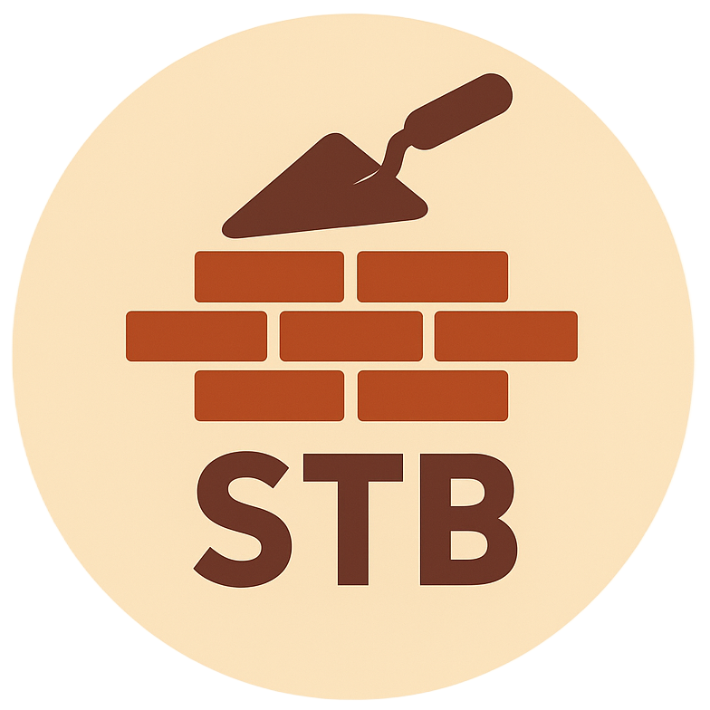 Logo for Swansea Top Bricklayers: brick wall with trowel, brown and tan color scheme.