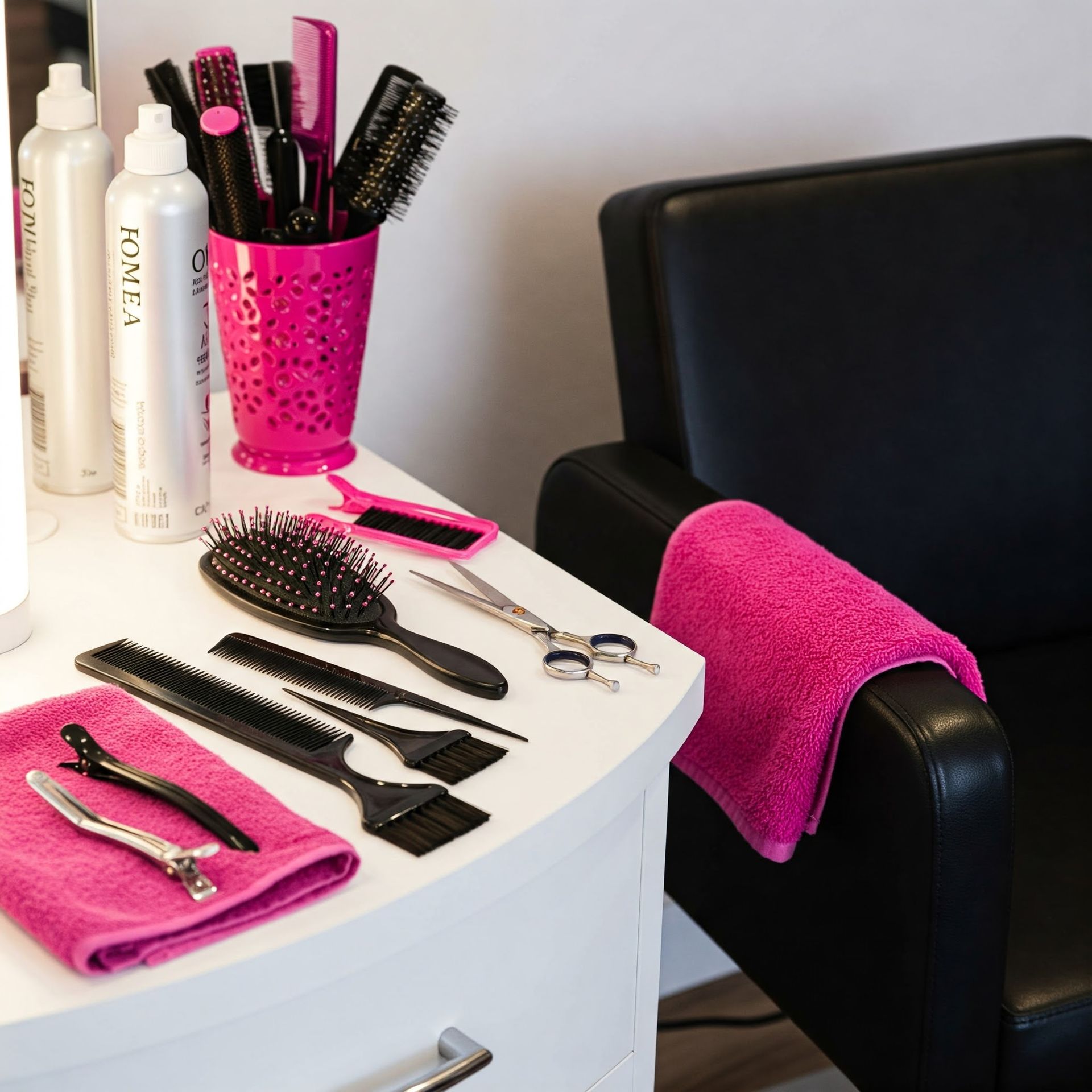 A bottle of zoma sits on a table next to a chair