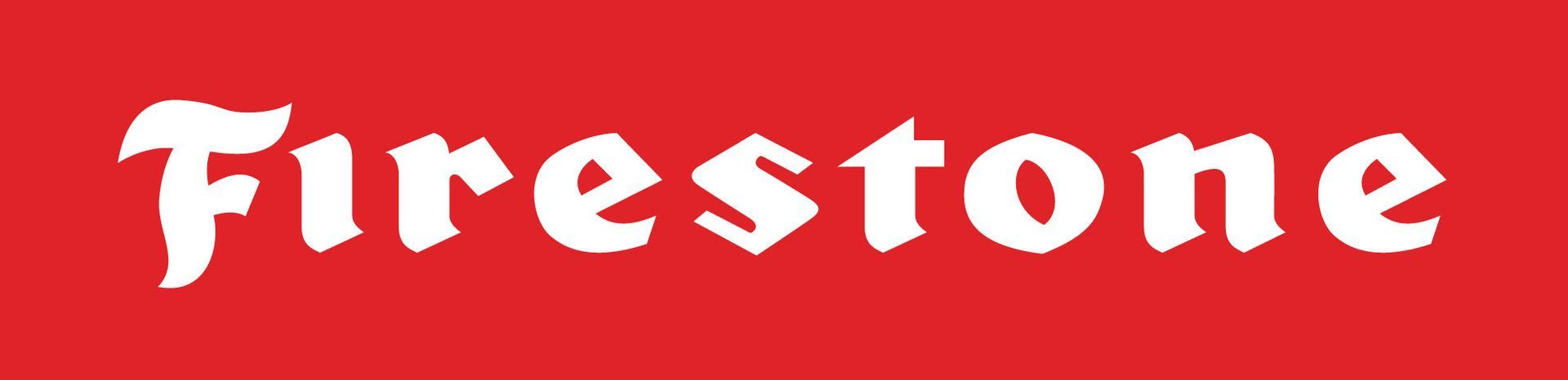 The word firestone is written in white on a red background.