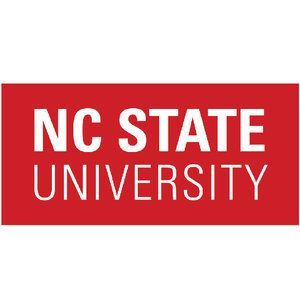 The logo for nc state university is red and white.