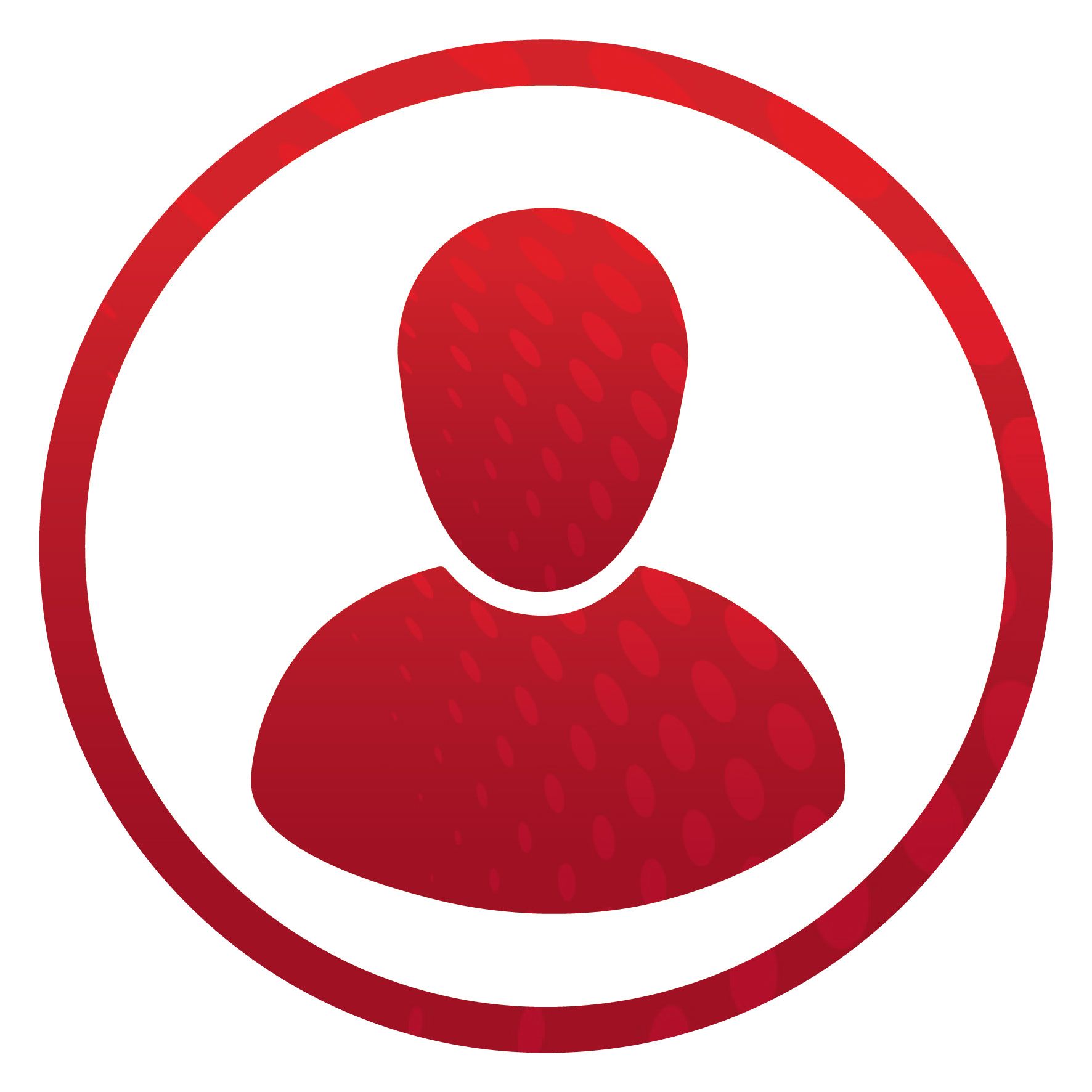 A red icon of a person in a red circle.