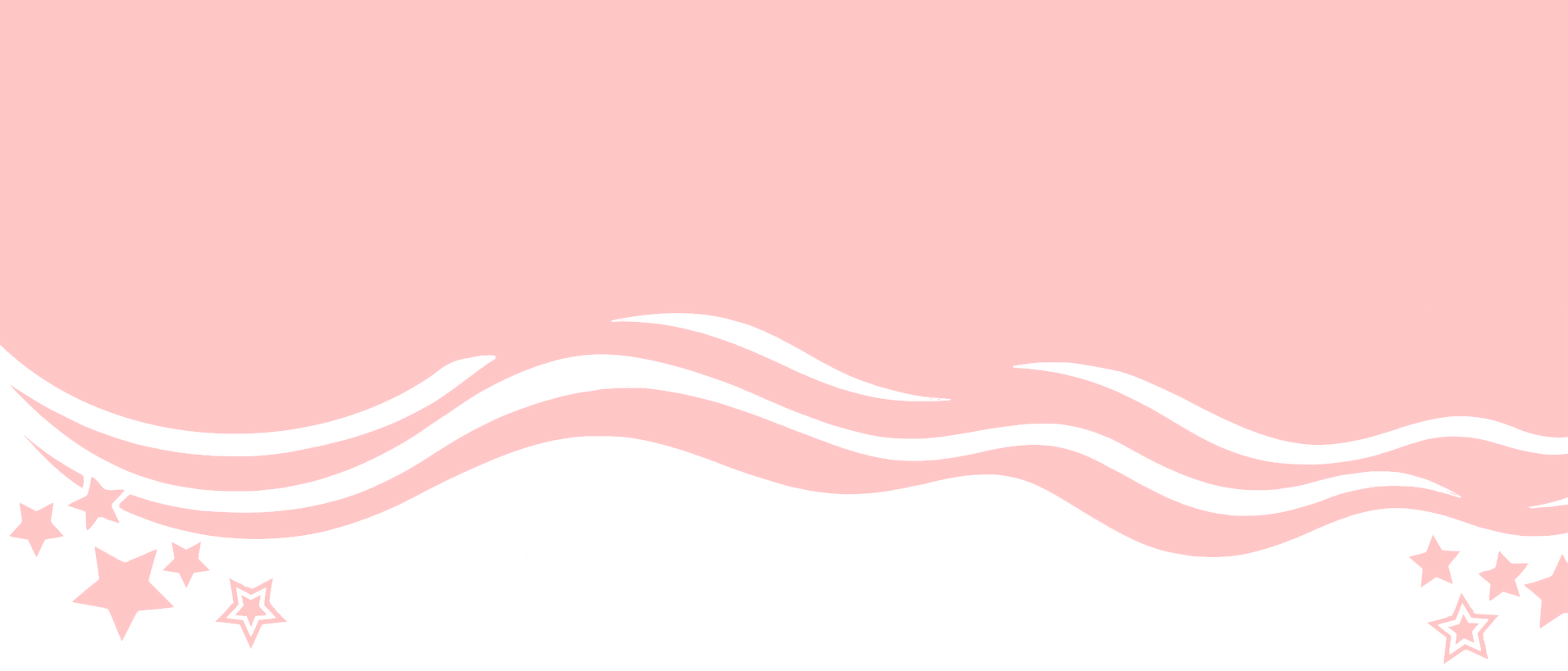 A pink background with white waves and stars on it.