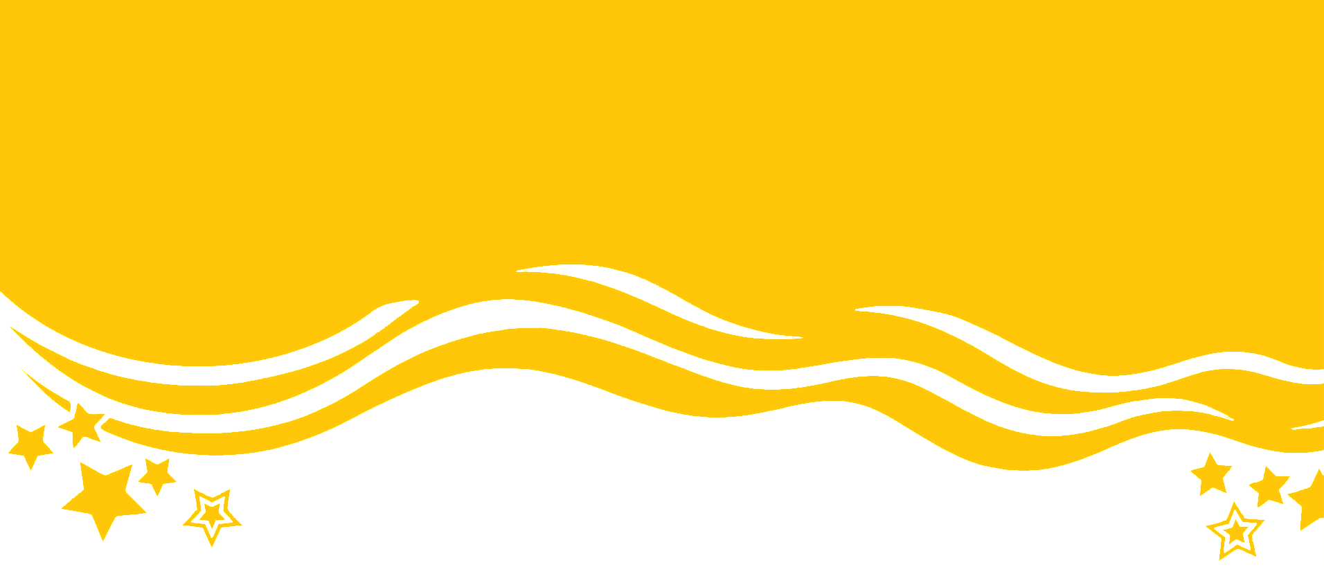 A yellow background with white waves and stars on it.