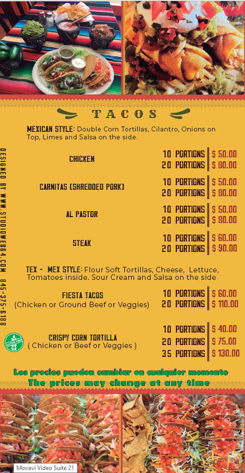 Our Menus - Salsa Mexican Restaurant - Poughkeepsie, NY