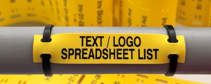 Identimark yellow printed hose label