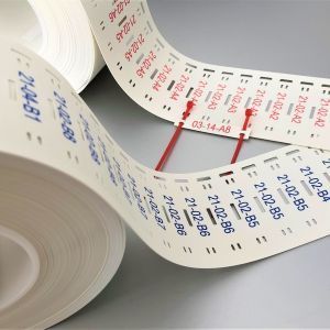 Identimark White cable labels printed in red and blue