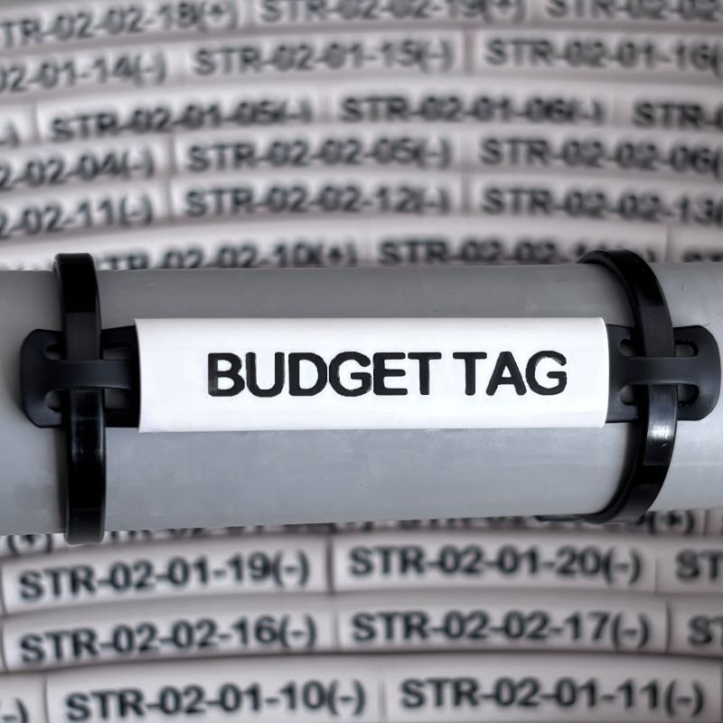 Tie-on budget cable labels printed by Identimark