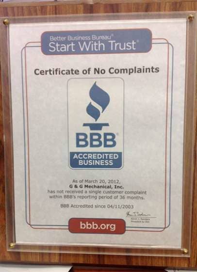 BBB Accredited - G and G Mechanical in Malden, MA