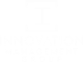 Logo of Innovation Management Group, white text and icon on a white background.
