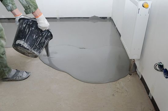 pouring the epoxy coating