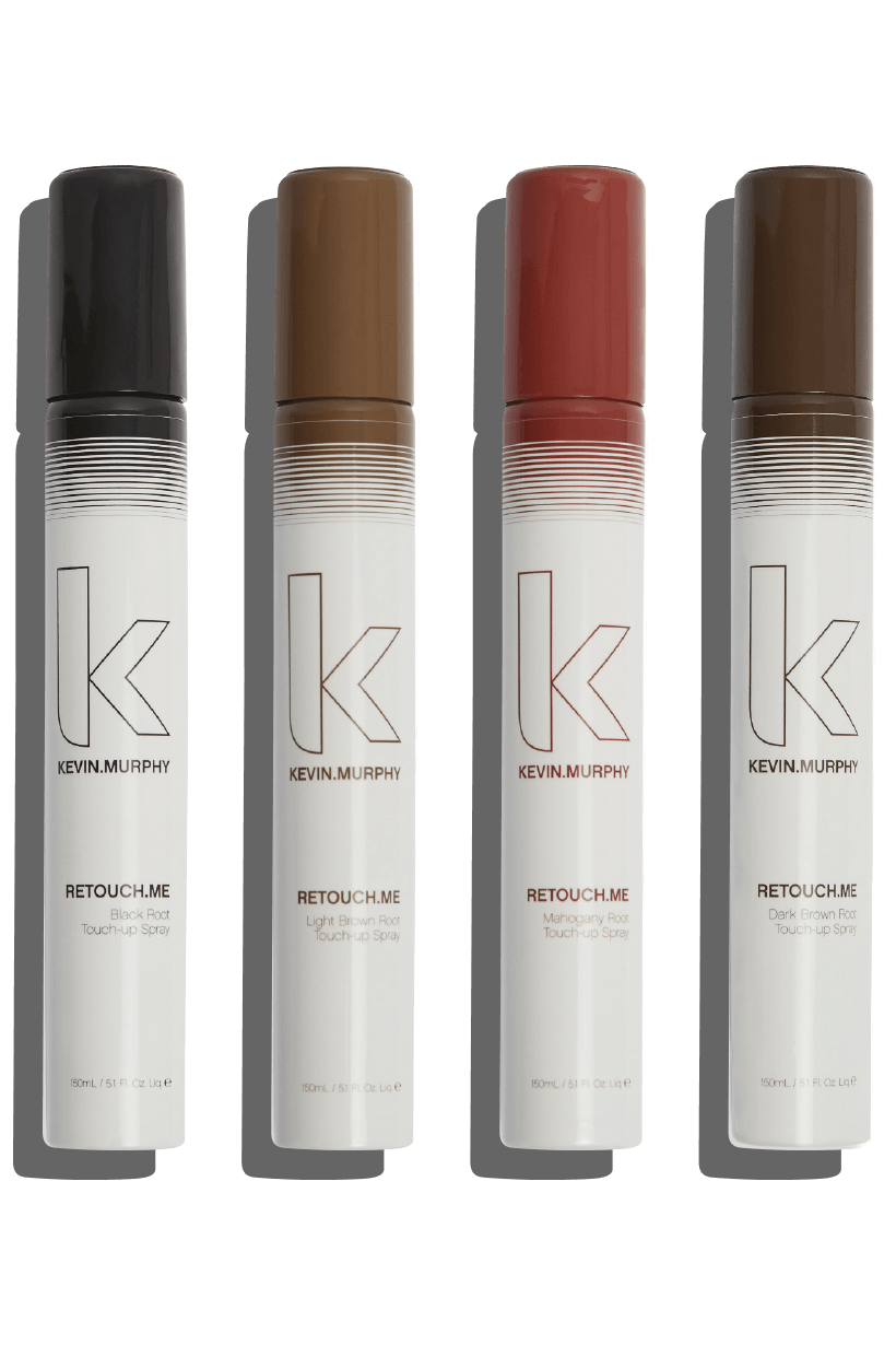 Four colored eyebrow pens in black, brown, red, and light brown on a white background.