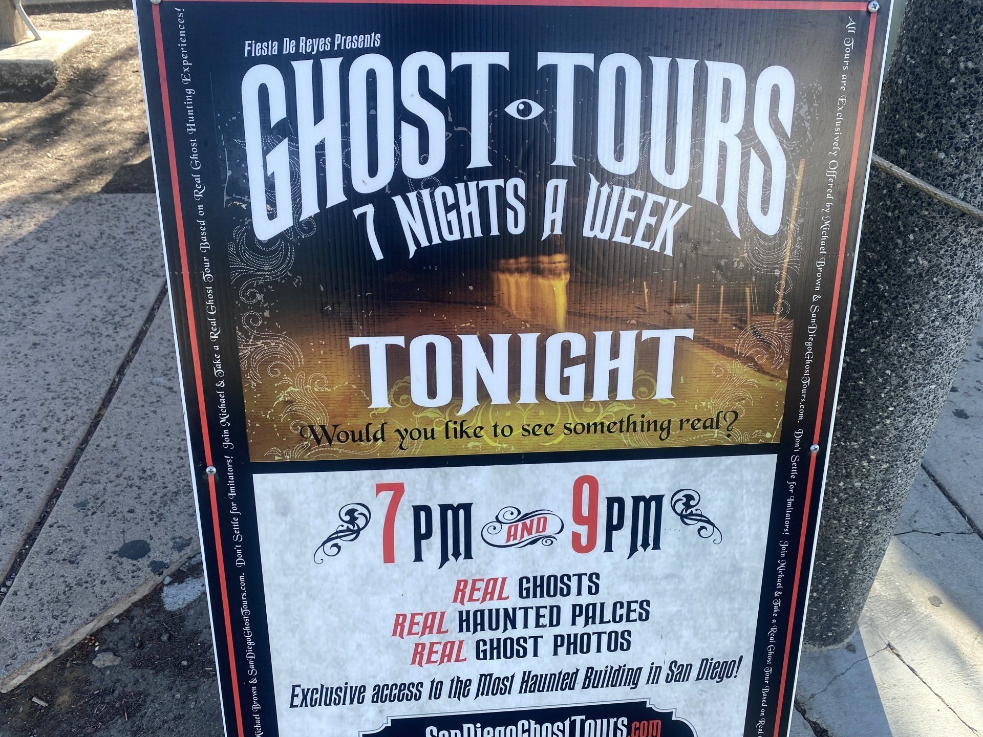 ghost tours sign